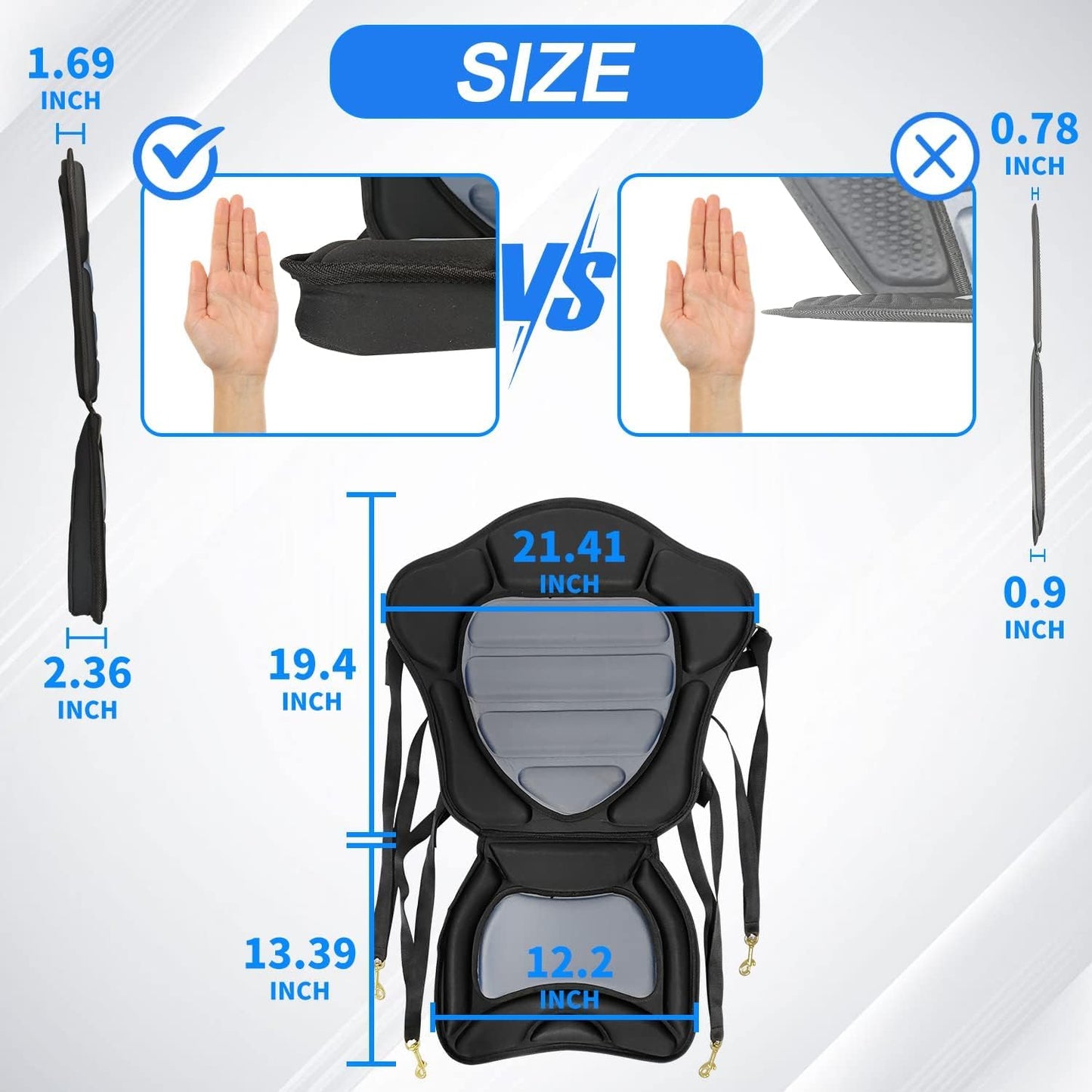 Hlogree 2PCS Kayak Seats with Thicken Padded Back Support with Accessories - Fit for Sit On Top,Ocean,Emotion,Lifetime,Perception Kayaks, Canoes & Boats