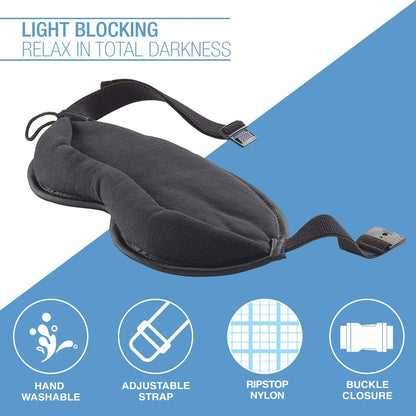 Lewis N. Clark Comfort Eye Mask + Sleep Aid to Block Light for Travel, Airplane, Hotel, Airport, Insomnia + Headache Relief with Adjustable Straps, 2 pack, Black