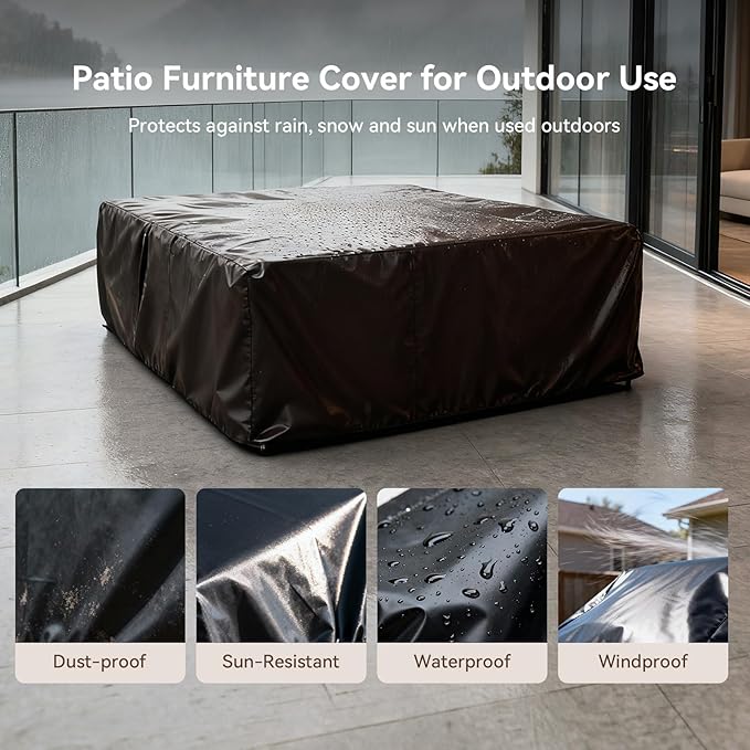 Aoxun Aluminum Patio Furniture Set, 7 Seats Luxury Metal Patio Furniture