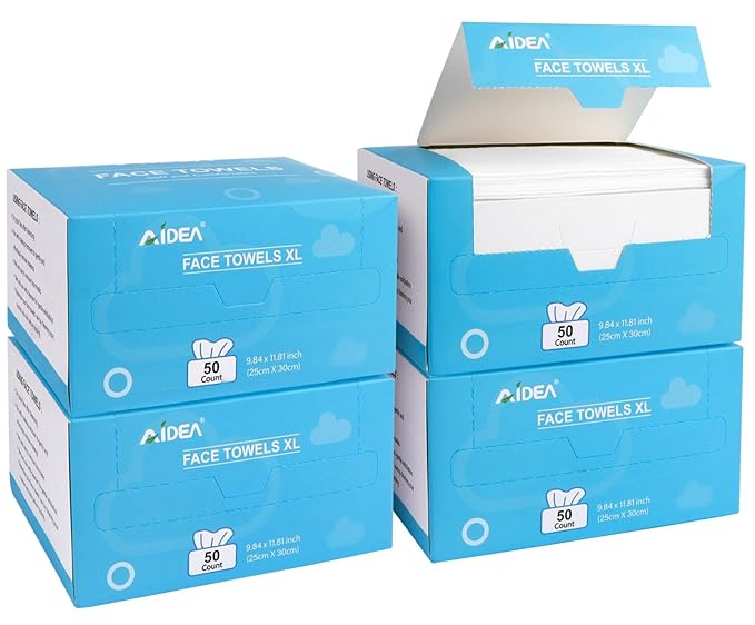 AIDEA XL Face Towels Disposable-200Ct, Clean Facial Cloths, Facial Cleansing