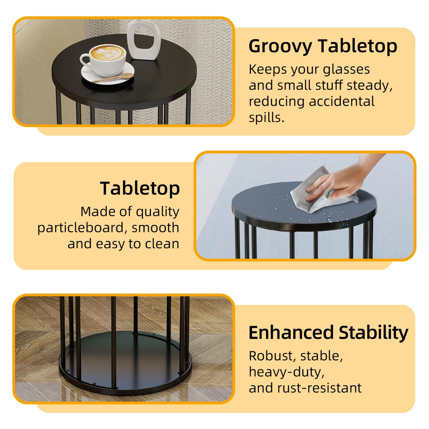 Leinade Plant Stand Indoor,small plant stool,Flower Pot Corner stand holder,Mid Century Heavy Duty Metal Tall Home Decor,Modern Round End Table,Small Rustic Display Stand for Living Room,Bedroom(Black,14In)
