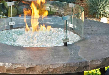 Hiland 22'' Round Tempered Glass Wind Screen for Fire Pit Table, Glass Wind Guard, 6'' in Height, Hardware Included, Easy Assembly