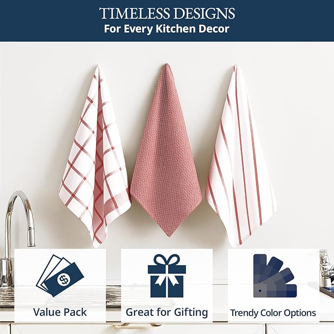 LANE LINEN Kitchen Towels Set of 12-100% Cotton, Quick-Drying 18” x 28”