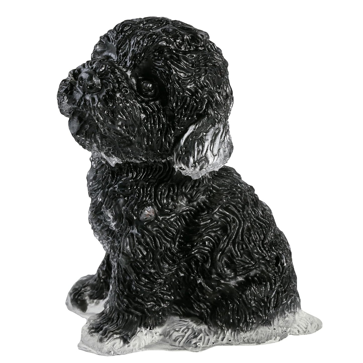 mookaitedecor 2.5 Inch Black Obsidian Crystal Poodle Dog Statue Sitting Animal Dog Sculpture Figurine for Home Decoration Collectible Ornament