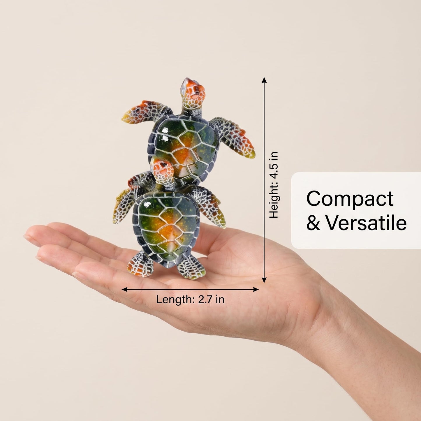 Brizoria Sea Turtle Collectible Figurines Mini Turtles Statue Ocean Decor Resin Beach Themed Room Decor Coastal Decorations for Home, Green