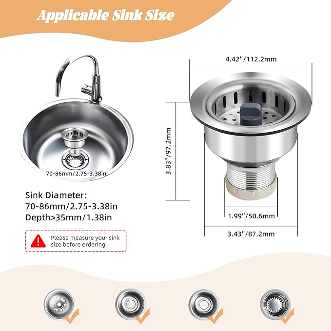 Kitchen Sink Drain Strainer Compatible