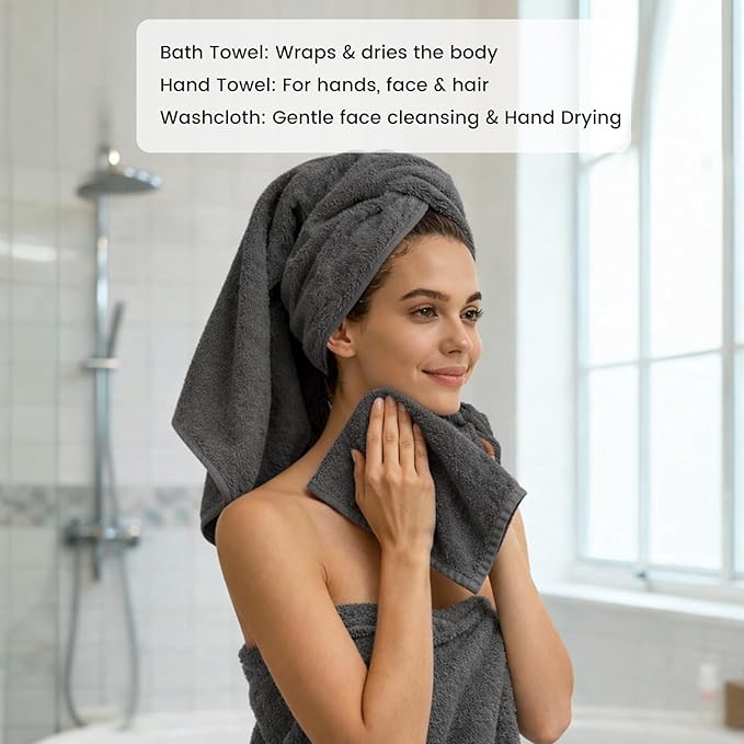 SEMAXE 12-Piece Family Bathroom Towel Set