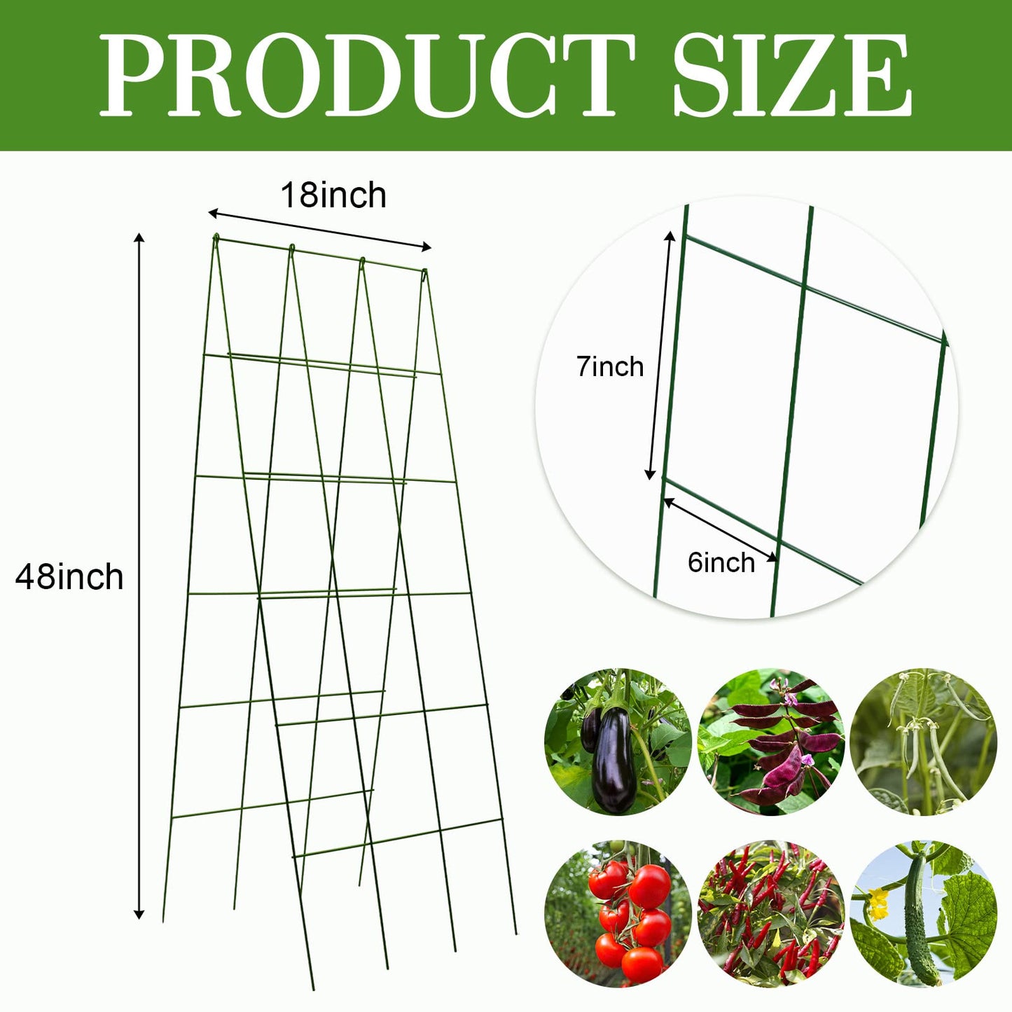 Kyrieval 48 x 18 Cucumber Trellis, Foldable Metal A-Frame Trellis for Raised Beds, Small Garden Plant Support for Cucumbers, Peas and Climbing Vegetables