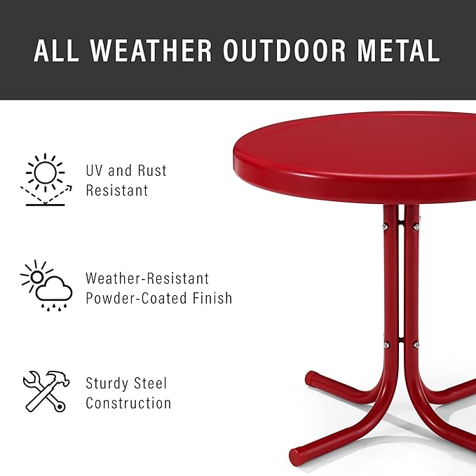 Crosley Furniture Griffith Weather Resistant Retro Metal Outdoor Side Table