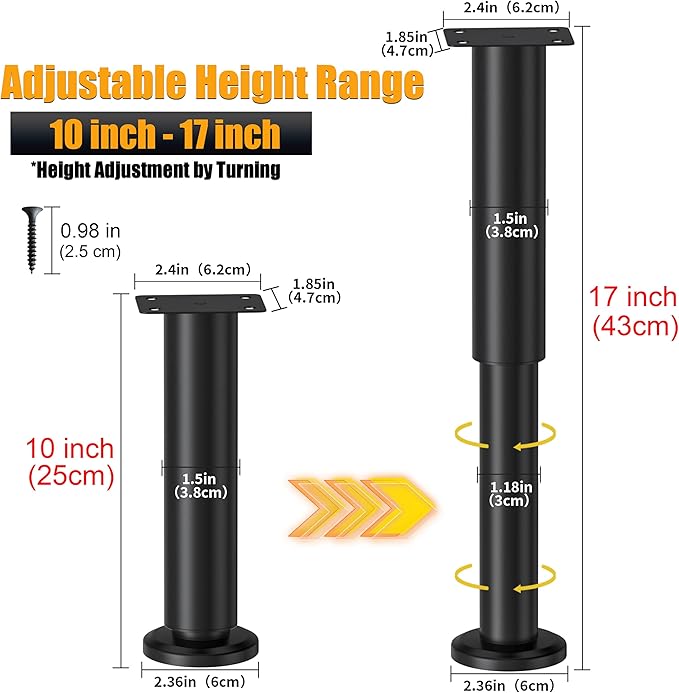 Wlrrcwdttc 4 Pcs Adjustable Height Bed Support Legs