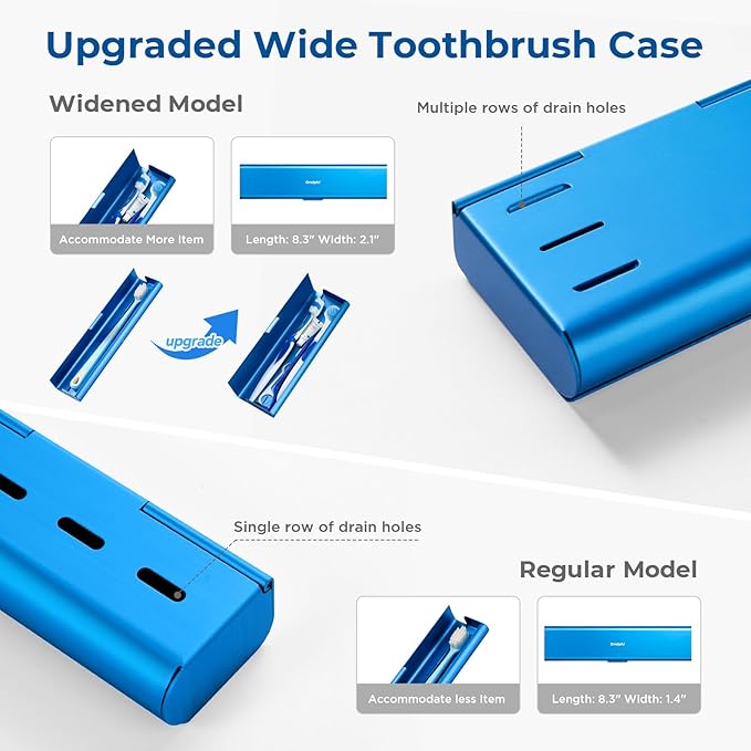 Wider Aluminum Toothbrush Travel Case, Portable Travel Toothbrush Holder