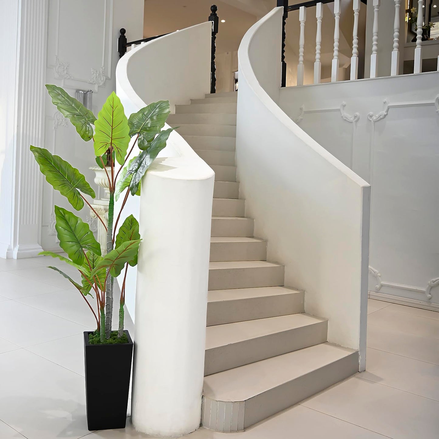 Artificial Plant Indoor 5.5FT - Fake Tree with Black Tall Planter - Faux Silk Plants Tall Fake Floor Plant in Pot - Artificial Trees for Home Office Living Room Decor Indoor