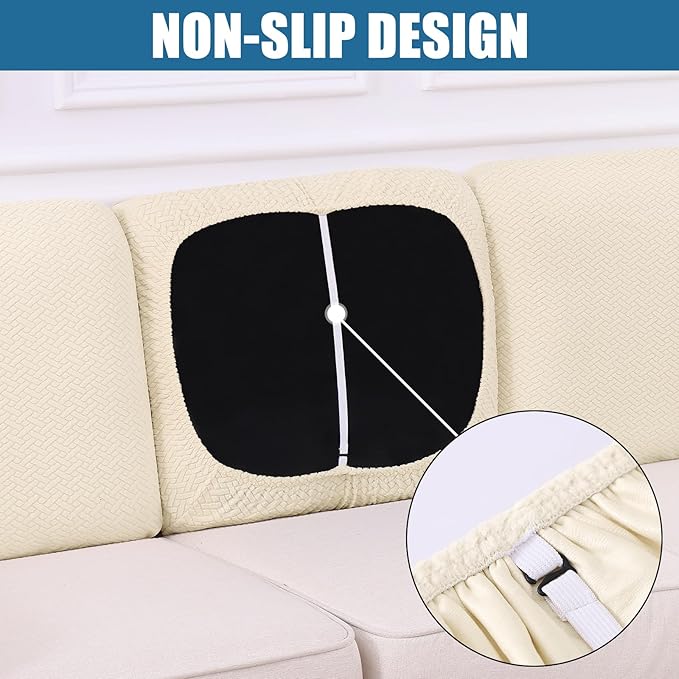 Smiry Waterproof Couch Cushion Covers, Stretch Jacquard Thick Sofa Cushion