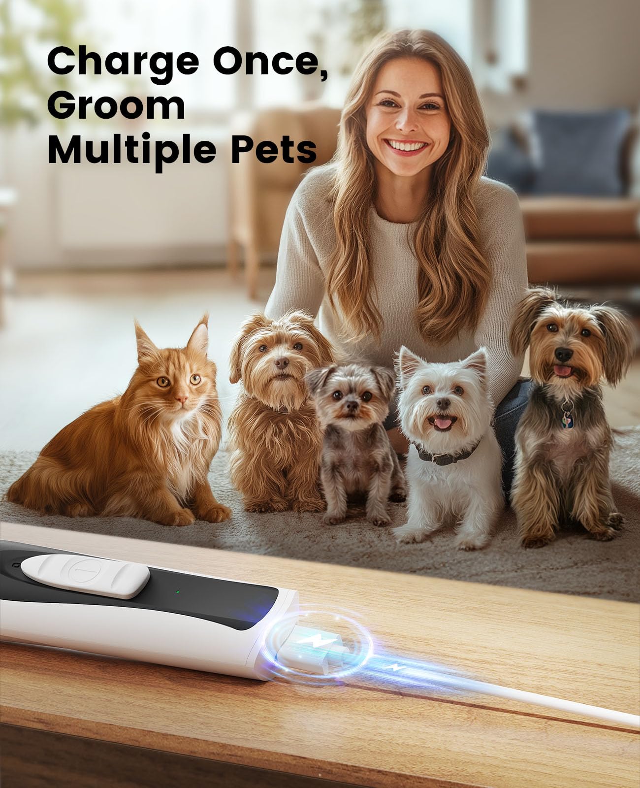 oneisall Dog Paw Trimmer with LED Light, Low Noise Dog Clippers Grooming Kit,20 mm Widen Blade, Cordless Pet Clippers Shaver for Dogs Cats Paws, Eyes, Ears, Face
