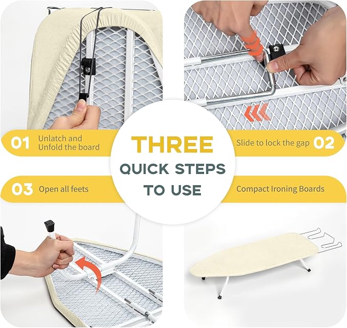 Metal Small Ironing Board Tabletop 31x12, RAINHOL Countertop Mini Iron Board
