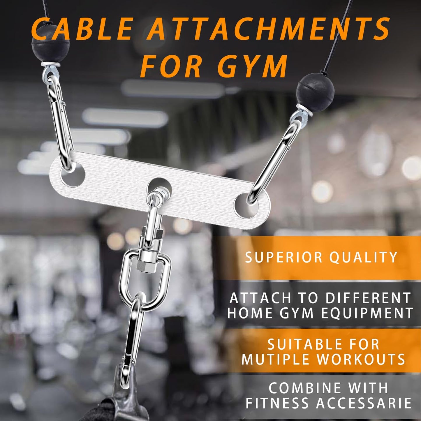 Stainless Steel Double to Single Pulley Adaptor Plate with Swivel for Cable Machine – Fitness Dual Pulley Connector with 3 Carabiners for LAT Pulldown, Triceps Pushdown, and T Bar Row Accessories