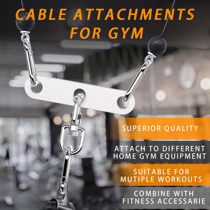Stainless Steel Double to Single Pulley Adaptor Plate with Swivel for Cable Machine – Fitness Dual Pulley Connector with 3 Carabiners for LAT Pulldown, Triceps Pushdown, and T Bar Row Accessories