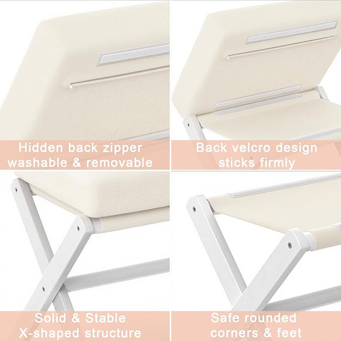 BAMBOOHOMIE Foldable Foot Stool Ottoman, Modern Foot Rest