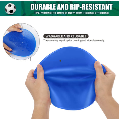 SIFENYU Spot Markers 9inch Rubber Agility Dots Flat Cones Non Slip Sports Dots Floor Spots Agility Markers for Kids Soccer Football Basketball Speed Agility Training (Blue, 12)