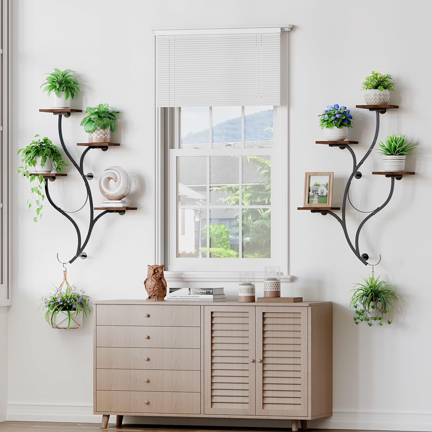 LATIBELL 2 Packs Wall Planters for Indoor Plants 8 Tiered Wall Mount Plant Holder Hanging Planters Wall Decor Living Room Plant Stand Indoor Wall Planter Plant Hanger Window Plant Shelves for Home