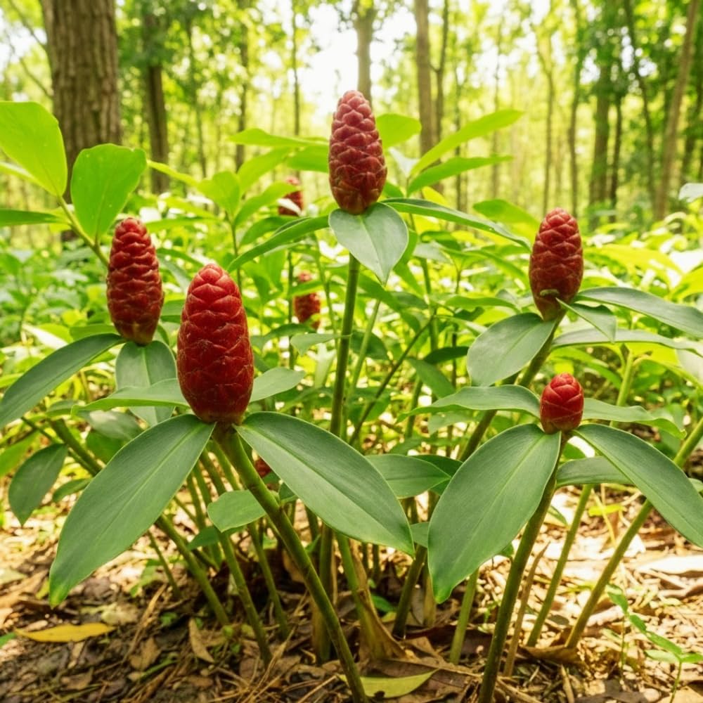 Set 5 Shampoo Ginger Roots, Awapuhi Zingiber Zerumbet Rhizomes, Pinecone Ginger Lily Flowers for Outdoor Growing