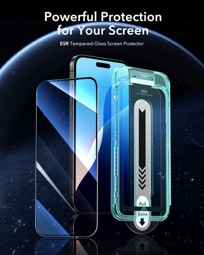 ESR 3 Pack for iPhone 16 Pro Max Screen Protector, [9H Hardness] [Military Grade Shatterproof] Tempered Glass Film with Flawless Fit Tray, HD Clear, Scratch Resistant