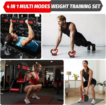 MERXENG Adjustable Dumbbell Set, 44/66/88Lbs 4-in-1 Free Weights for Home Gym, Converts to Kettlebell & Barbell with Connector, Non-Slip Grip, Ideal for Men & Women Strength Training
