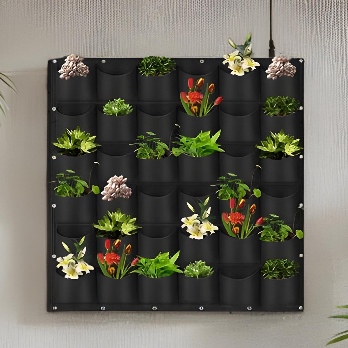 Living Wall Planter,36 Pockets Felt Vertical Greening Flower Container - Hangable Flower Grow Bag,for Vegetable Tomato Yard Outdoor Indoor Fence Home Balcony