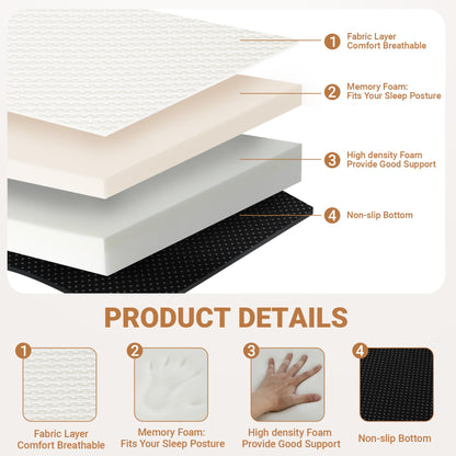 FurryWee Foldable Mattress Queen, Memory Foam Tri Fold Mattress with Removable Washable Cover, 4 inch Folding Floor Mattresses Sleeping Pad for Guest, RV, Travel, Camping, White, 78"x58"x4"