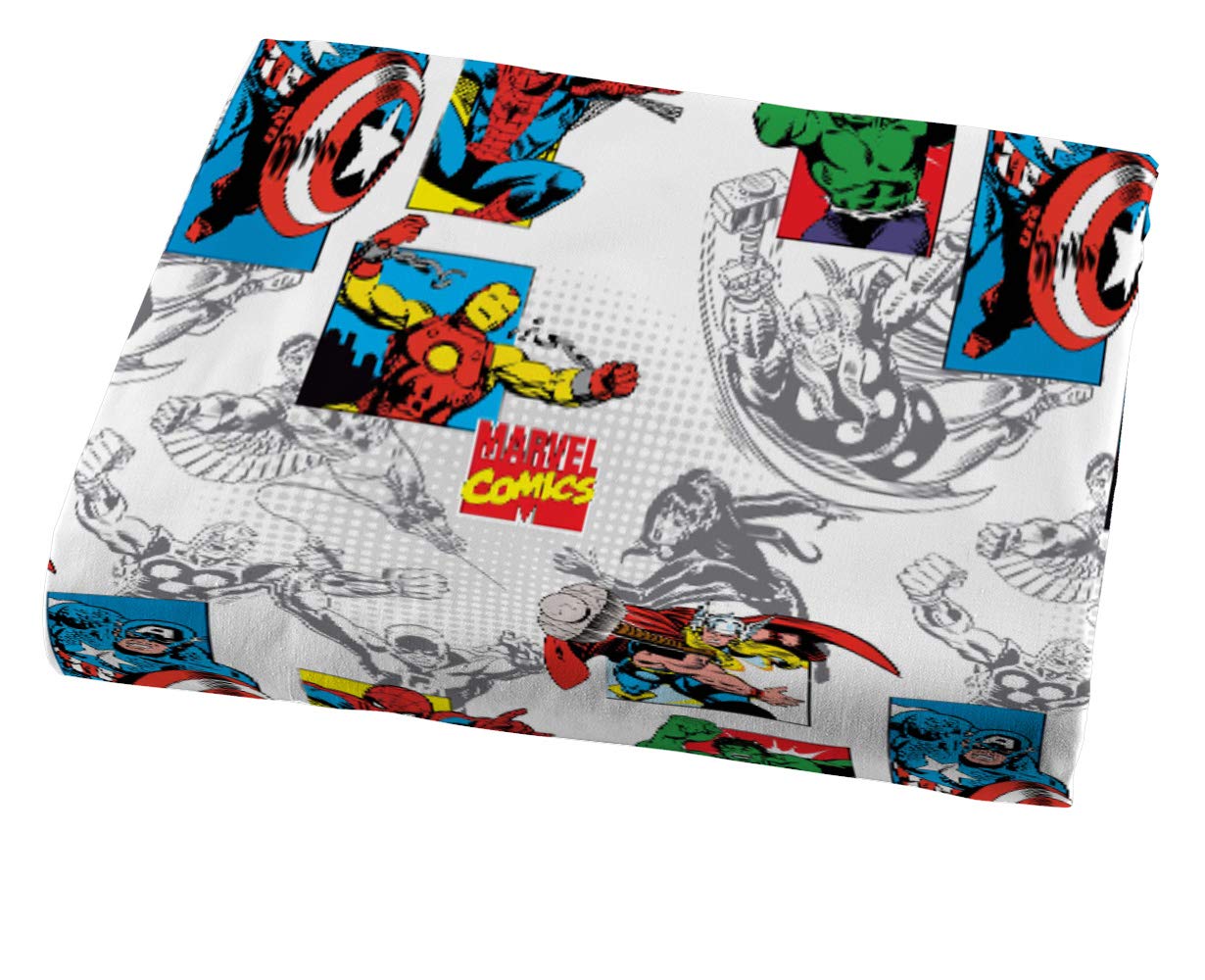 Jay Franco Kids Sheet Set with Fitted, Flat Sheets & Pillow Cover - Ultra-Soft Bedding with Pillowcase for Room Decor, White - Avengers, 4 Piece Full
