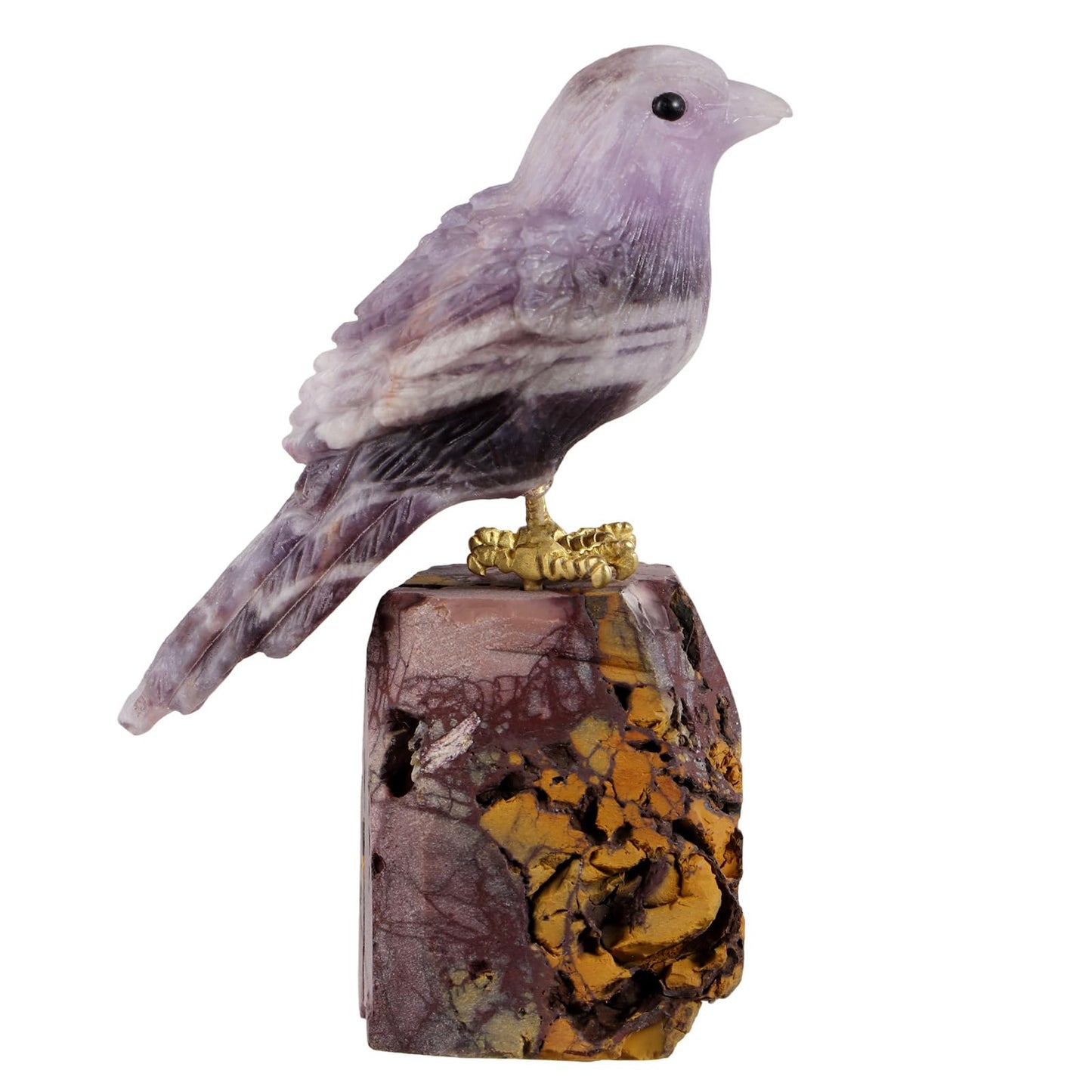 SMQ 2" Amethyst Crystal Magpie Statue, Handmade Bird Figurine Sculpture, Lucky Guardian Statue Healing Crystal Animal Gemstone Office Home Decor Collectibles Gift