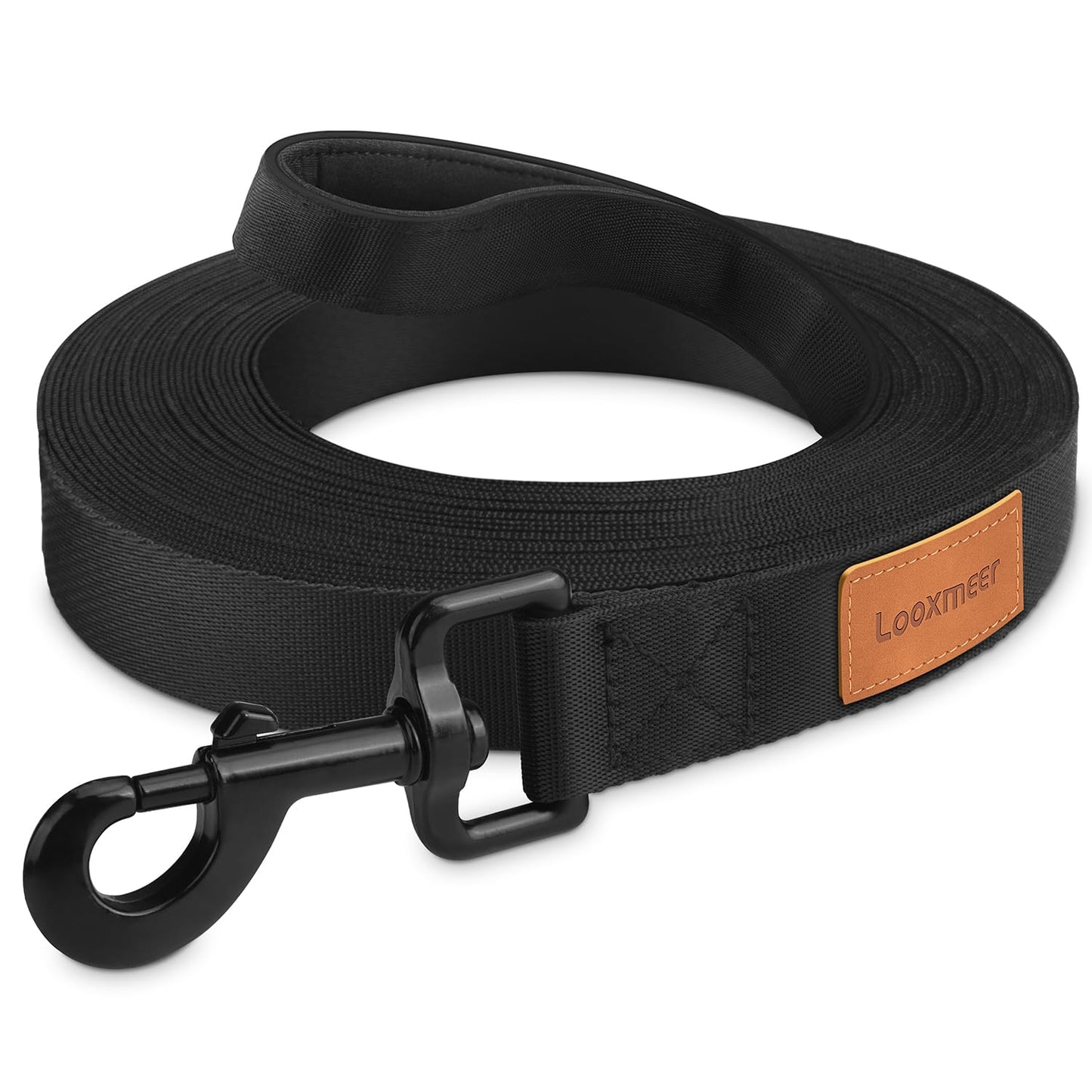 Looxmeer Training Leads for Dogs, 10m/33ft Nylon Long Line Dog Lead for Large Medium Small Dogs, Recall Obedience Dog Training Lead, Padded Handle & Storage Bag, Pet Leash for Tracking Camping Walking