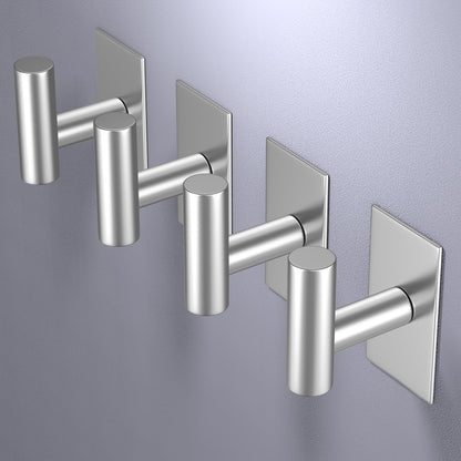 VAEHOLD Wall Towel Hooks, Heavy Duty Sticky Holder Waterproof Towel Hooks for Hanging Coat, Clothes, Closet Hook Wall Mount for Kitchen (Silver, 2 Pack)