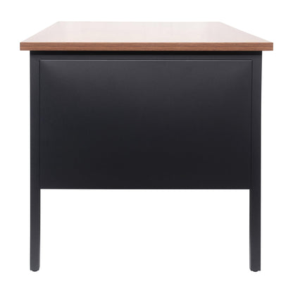 Flash Furniture Cambridge Right Side Single Pedestal Desk with 3 Locking Drawers, Commercial Grade Teacher's or Office Desk, 30x60, Metal Frame, Walnut/Black
