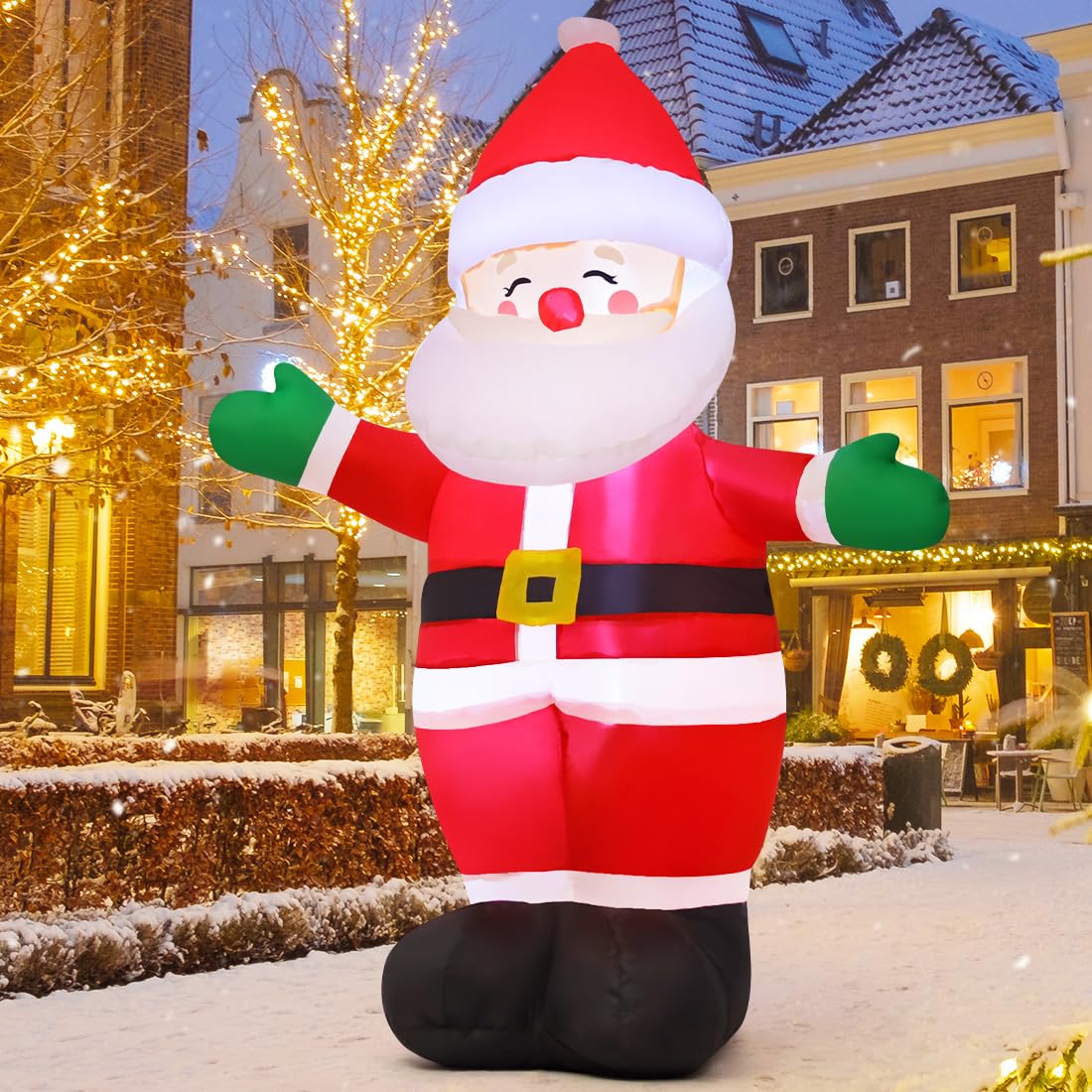 GOOSH 5 FT Christmas Inflatables Santa Claus Outdoor Decorations Blow Up Yard Standing Santa with Built-in LEDs for Holiday Party Xmas Yard Garden Lawn Decor