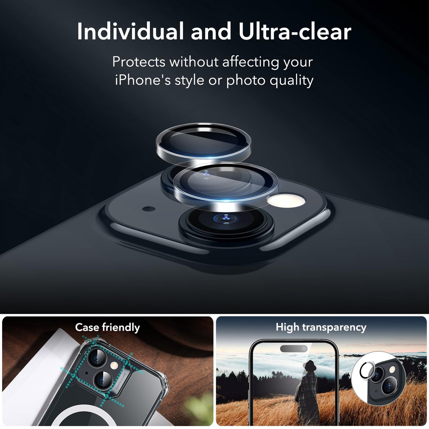 ESR 3 Pack for iPhone 15 Pro Max Screen Protector, [9H Hardness] [Military Grade Shatterproof] Full Coverage Tempered Glass Film with Easy Installation Tool, HD Clear, Scratch Resistant