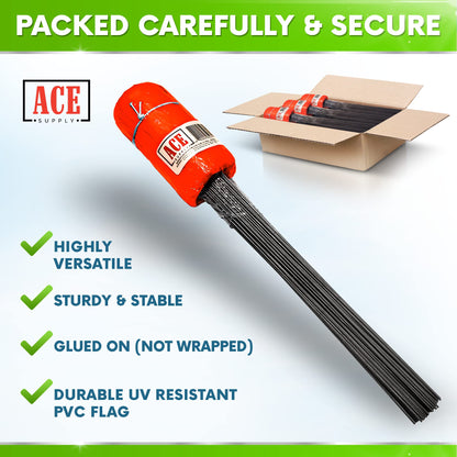 Fluorescent Orange Yard Marking Flags - 4x5x15 Inch Marker Flags - 50 Pack - Markers For Lawn, Irrigation, Landscaping, Survey & Sprinkler Head Marking