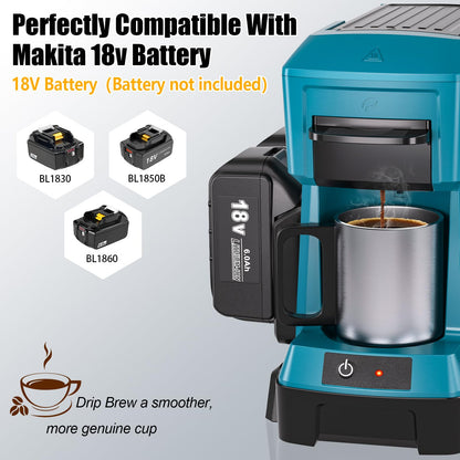 Taingwei Cordless Coffee Maker for Makita 18V Battery, Portable Drip Coffee Maker with Electric Coffee Grinder for RV, Camping, Travel, Car, Hiking (Battery Not Included)