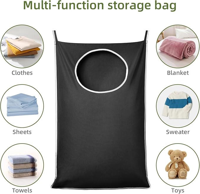 KEEPJOY XL Black Door Hanging Laundry Hamper, 36.5" x 22.5" Large Capacity