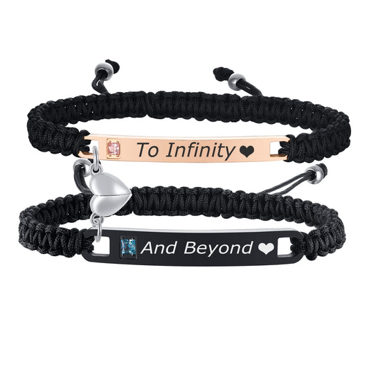 MEALGUET to Infinity and Beyond Couple Bracelet,Hand Braided Couple Bracelets Set Mutual Attraction Relationship Bracelet Personalized Gift for Men Women, Handmade