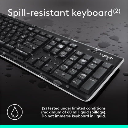 Logitech MK270 Wireless Keyboard and Mouse Combo for Windows, 2.4 GHz, 8 Multimedia Keys, PC, Laptop, Wireless Keyboard Compact Mouse Combo - Black