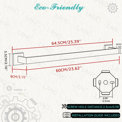 LANC Bath Towel Bar 24-Inche Stainless Steel Towel Rack for Toilet Bathroom Hardware Silver Towel Hanger Towel Rail Towel Rod Heavy Duty Wall Mounted Towel Holder Chrome Polished, A8804CP-6P1