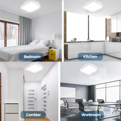Eyesgood 2 Packs LED Bathroom Ceiling Lights 6500K 36W Square Flush Mount Office Ceiling Light Kitchen Modern White 3240LM IP44 Waterproof for Bedroom Living Room Ultra Thin