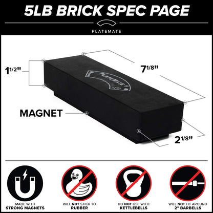 Plate Mate 5 lb. Brick (Single) - Magnetic Add-On Weight for Selectorized Weight Stack Machines