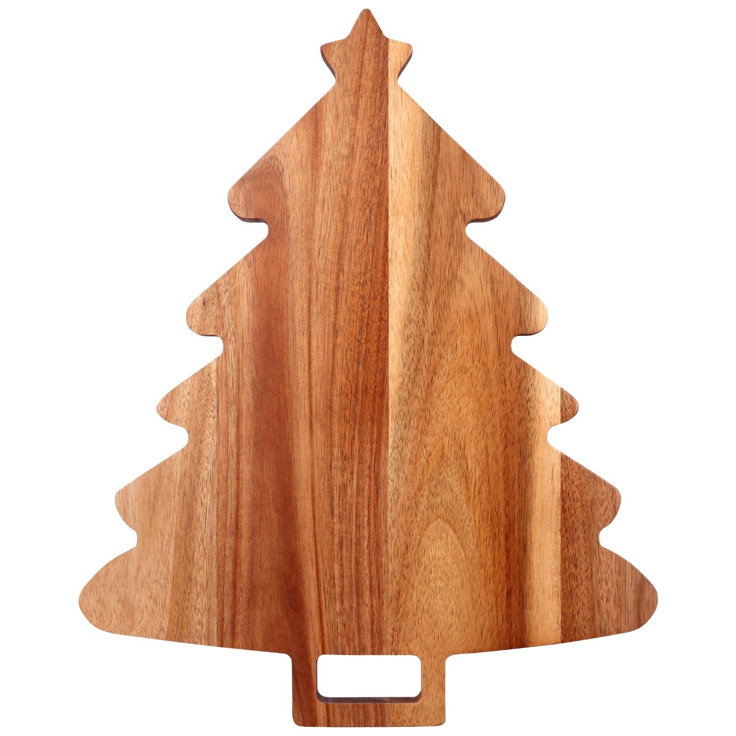 15" Wooden Christmas Tree Charcuterie Boards Acacia Wood Cutting Board with Handle Christmas Kitchen Decor Gifts Cheese Serving Tray for Dessert Appetizer Fruit Vegetable Platter Xmas Tree Platters
