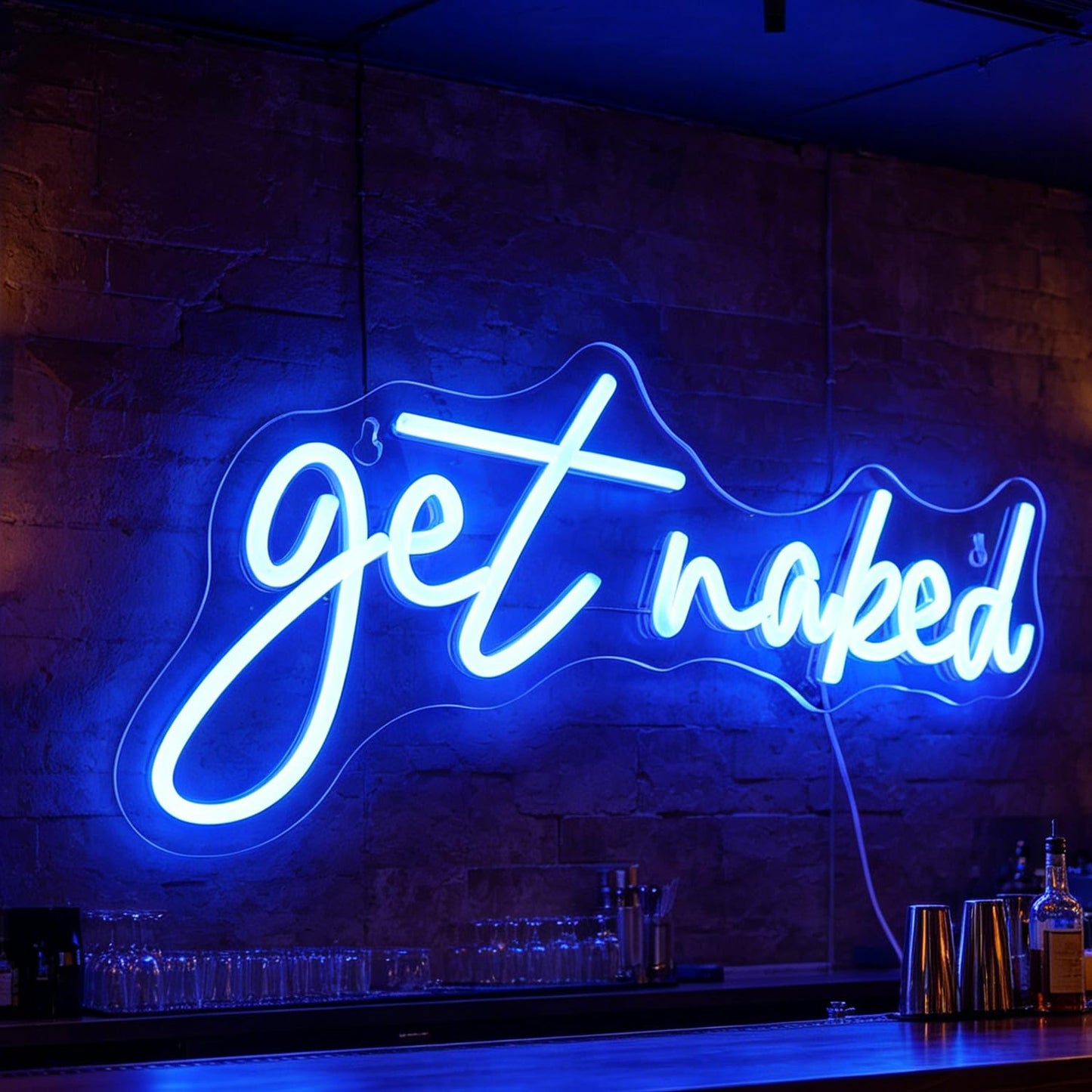 QiaoFei Led Get Naked Neon Sign Letters USB Powered Neon Lights for Room Home Bar Art Wall Decor Party Window Living Room Decor Christmas Gift (Blue)