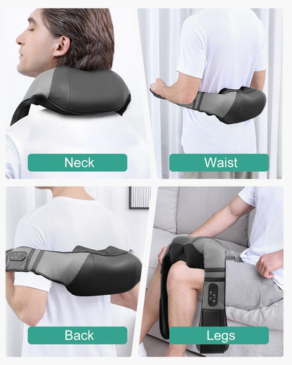 Medcursor Neck Massager, Portable Electric Shiatsu Back Massage Device with Heat, Deep Tissue 3D Kneading Pillow for Muscle Pain Relief (No Battery)