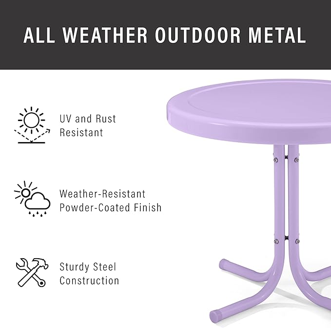 Crosley Furniture Griffith Weather Resistant Retro Metal Outdoor Side Table