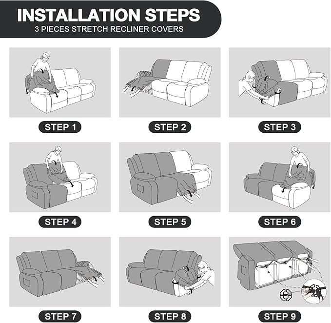 Timeles Recliner Covers for 3 Seater Reclining Couch Covers Sofa Slipcover