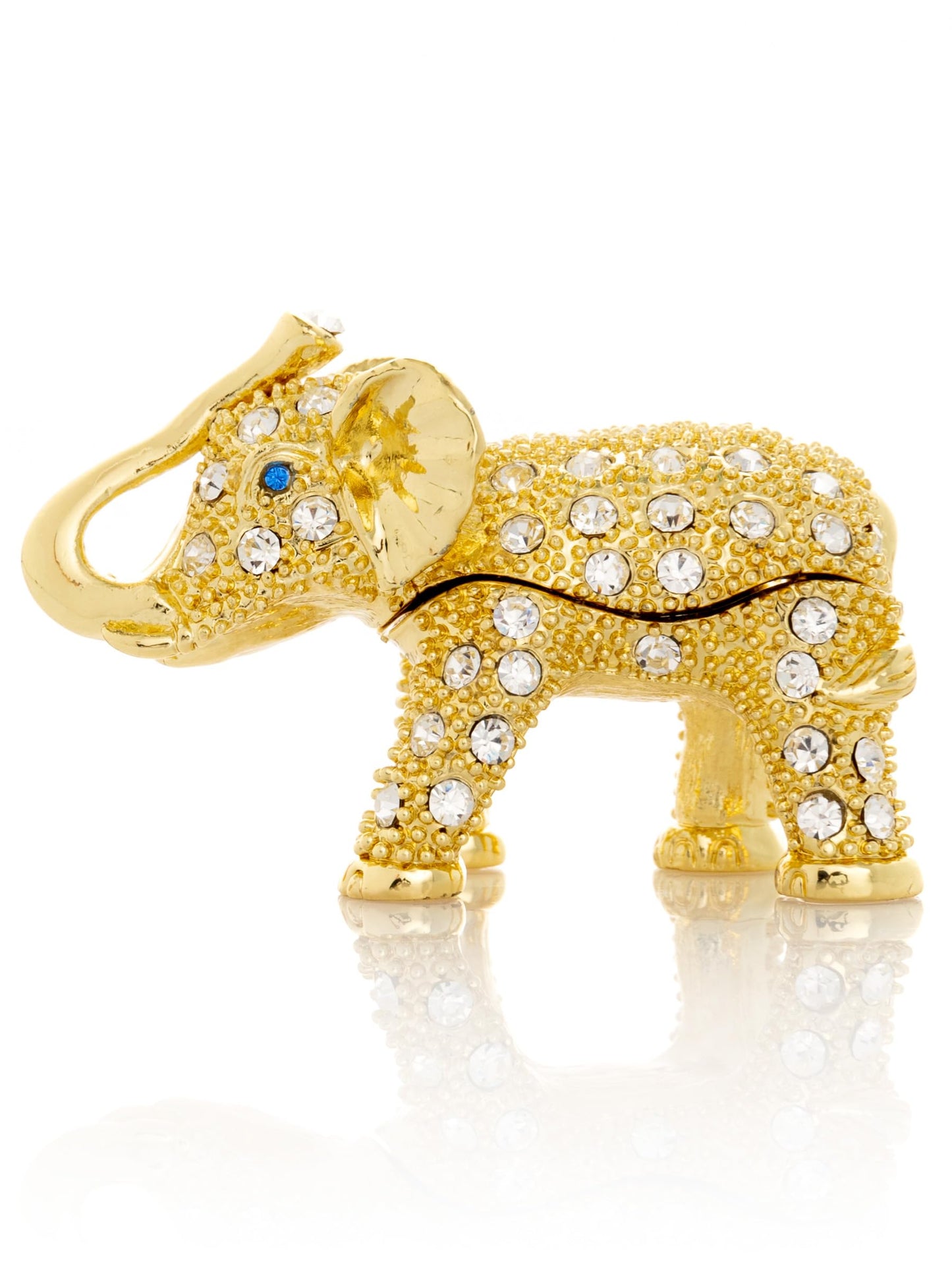 Keren Kopal Miniature Golden Elephant Trinket Box Faberge Style Animal Figurine Collectible for Collectors, Decorators, Enthusiasts Original Gift Idea